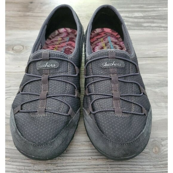 SKECHERS Gray Relaxed FIT Memory‎ Foam Suede Slip On Shoes Women’s 11 - Picture 1 of 9